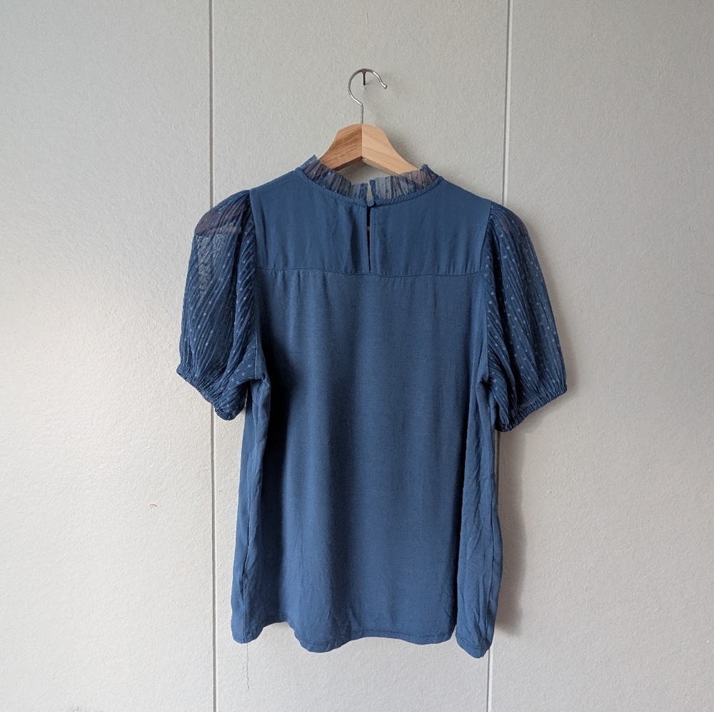Cute Blue Puff Sleeve Top - Picture 5 of 5